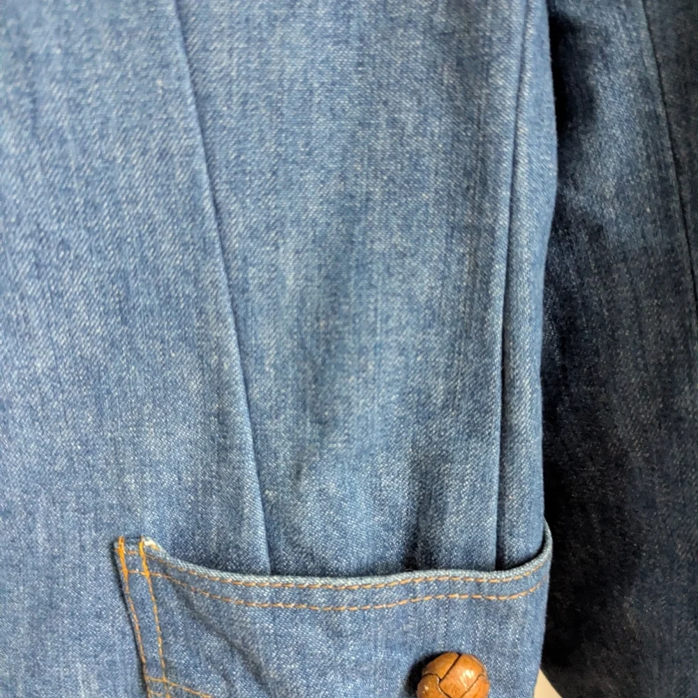 VINTAGE LEE Retro Light Wash Cotton Minimalist Simple Breasted Blazer Size Large - Picture 4 of 16